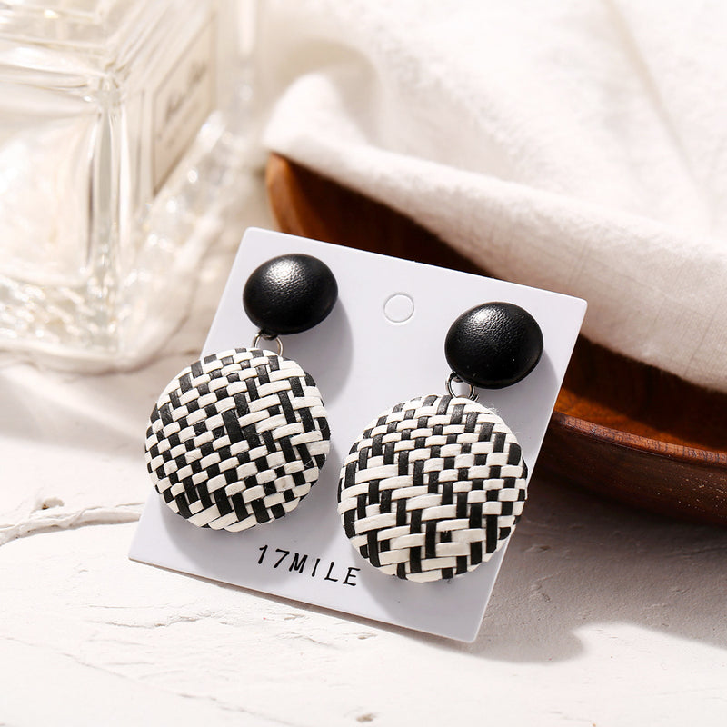 African Paper Weaving Big Earring Retro Style Round Circle Ear Drop Earring For Women