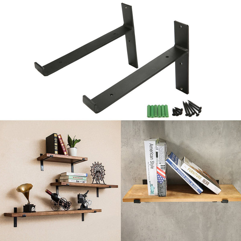 2Pcs Heavy Duty Industrial Metal Shelf Bracket Wall Mounted Holder