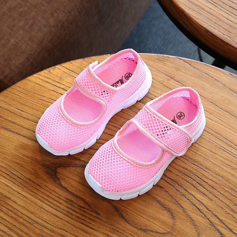 Girls Mesh Breathable Pure Color Hook Loop Casual Kids Shoes