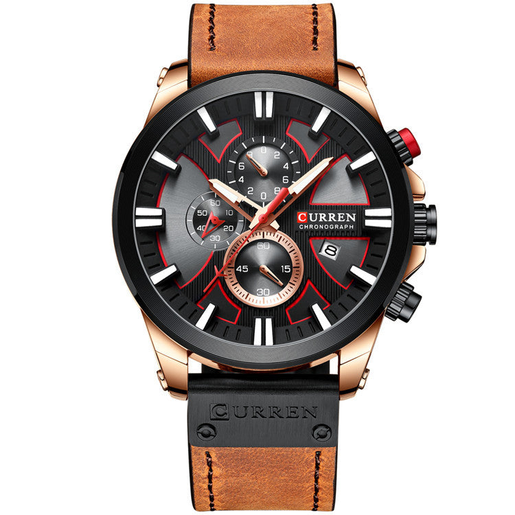 CURREN 8346 Chronograph Sport Men Wrist Watch Leather Watch Band Quartz Watch