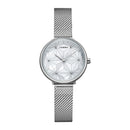 SINOBI 9817 White Bayside Print Gray Lines Dial Fashion Women Quartz Watch