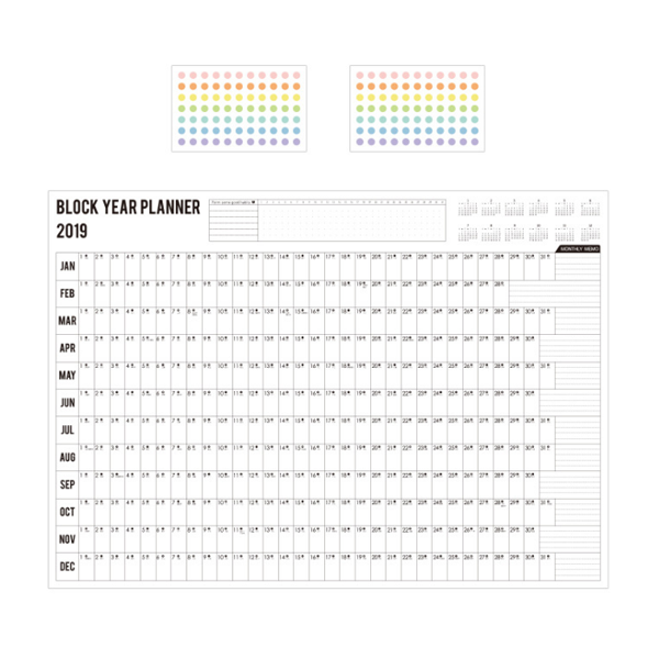 Rosy Posy2019/2020 Plan Table Wall Calendar 365 Day Schedule Countdown Calendar
