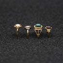 4Pcs  Fashion Vintage Acrylic Gemstone  Joint Ring