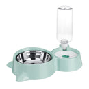 Automatic Pet Dog Cat Smart Food Water Feeder Bowl Dish W/ 500ml Bottle Drink