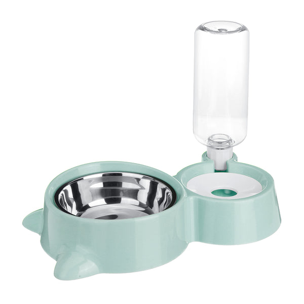 Automatic Pet Dog Cat Smart Food Water Feeder Bowl Dish W/ 500ml Bottle Drink