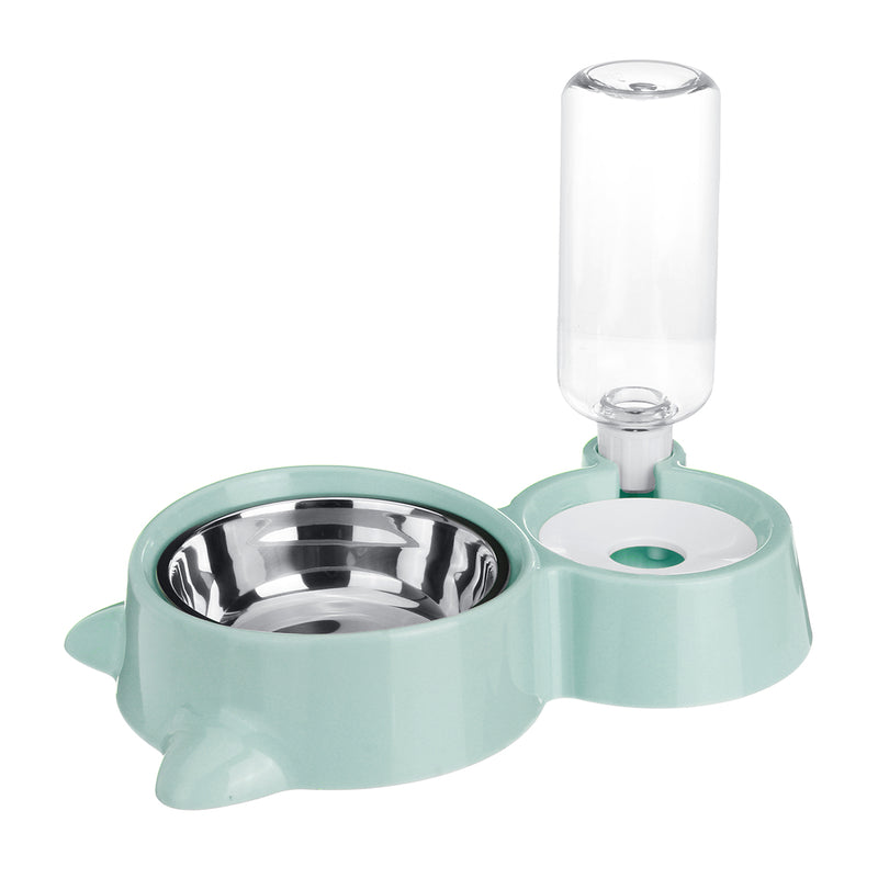 Automatic Pet Dog Cat Smart Food Water Feeder Bowl Dish W/ 500ml Bottle Drink