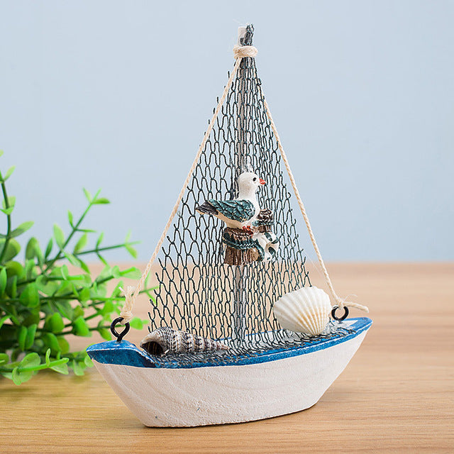 Mediterranean Style 14cm Boat Sailing Model Handmade Creative Home Decoration Decoration Ornament