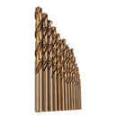 Drillpro 15pcs 1.5-10mm HSS M35 Cobalt Twist Drill Bit for Metal Stainless Steel Aluminium Copper