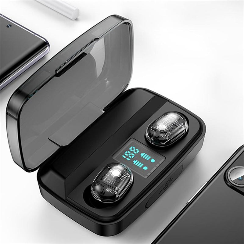 Bakeey M13C TWS bluetooth 5.0 Earphone LED Display Touch Control 1800mAh Power Bank Transparent Headphone with Mic