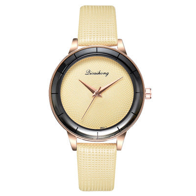 DEFFRUN XR3338 Simple Design Dial Leather Strap Casual Style Women Watch Quartz Watch
