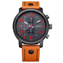 CURREN 8192 Fashion Leisure Sportsman Leather Black Alloy Analog Quartz Wrist Watch