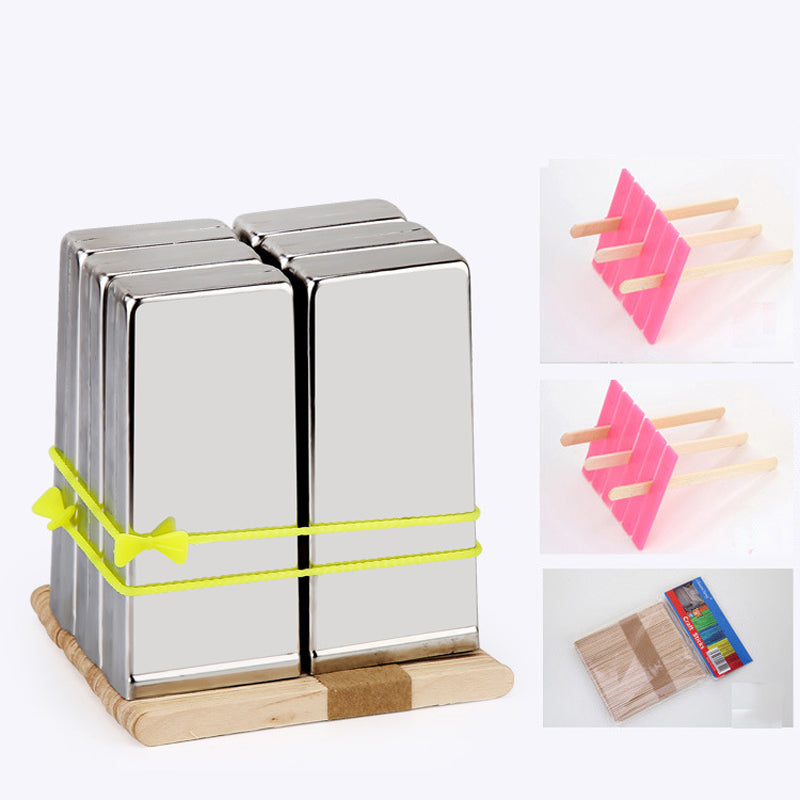 KCASA KC-ICE18 6 Pieces Set Stainless Steel Popsicle Mold Food Grade Ice Lolly Maker Summer Gifts
