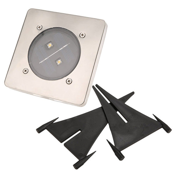 Garden Square 2 LED Solar Power Ground Light Outdoor Patio Lawn Waterproof Lamp