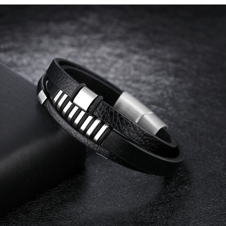 Punk Personality Bracelet Men's Retro Leather Bracelet