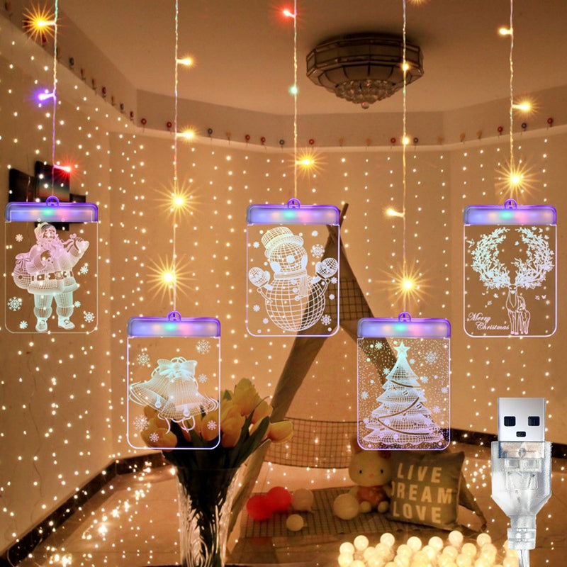 USB LED Luminous Fairy Curtain String Light Garland Hanging Wall Lamp For Christmas Home Party Decor 5V