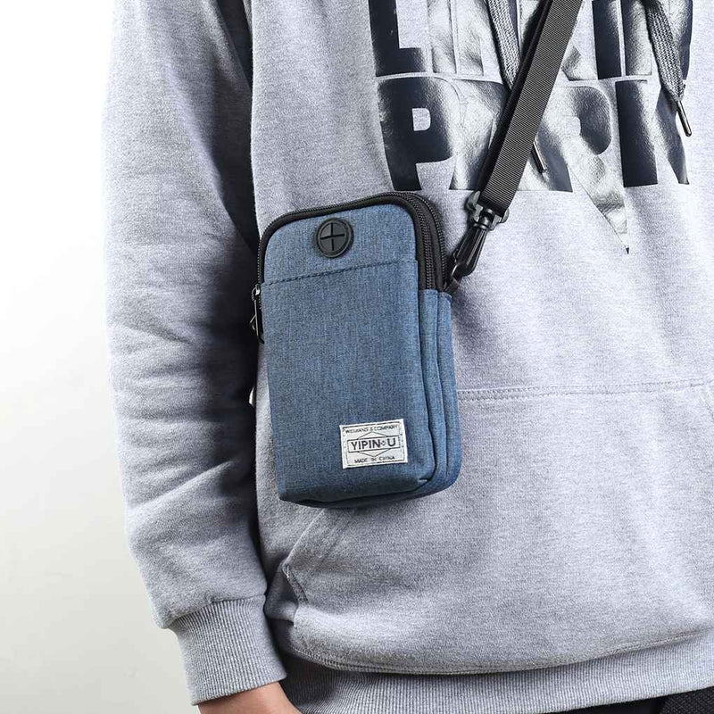 YIPINU Men Women Waterproof Messenger Shoulder Bag Waist Storage Handbag Mobile Phone Packs Sports Wallet