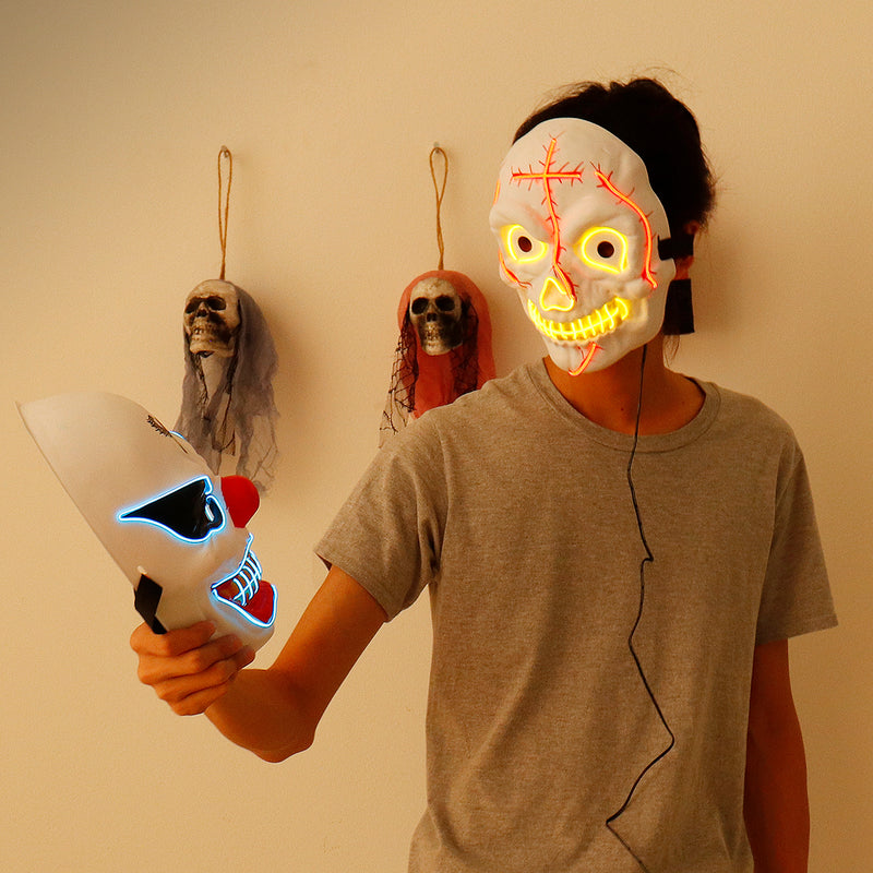 4-Modes Scary Mask Cosplay Led Costume Mask EL Wire Light Up for The Purge Movie