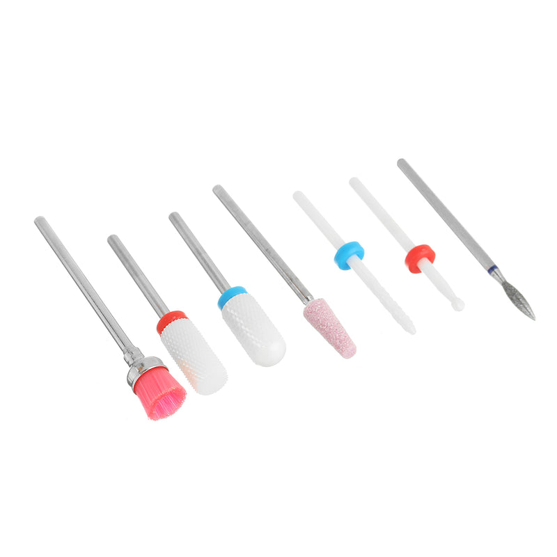 7Pcs Ceramic Nail Drill Bits Set Milling Cutter for Manicure Gel Removal Nail Art Set