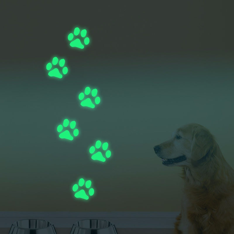 Honana DX-141 6PCS 8.5x8.5cm Fluorescent Glow Dog Footprint Wall Sticker