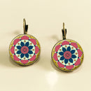 Ethnic Flower Ear Drop Earrings Round Ear Drop Alloy Earring For Women