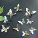 10Pcs 3D Stainless Butterfly Wall Stickers Silver Mirror Decals Mural Home Decorations