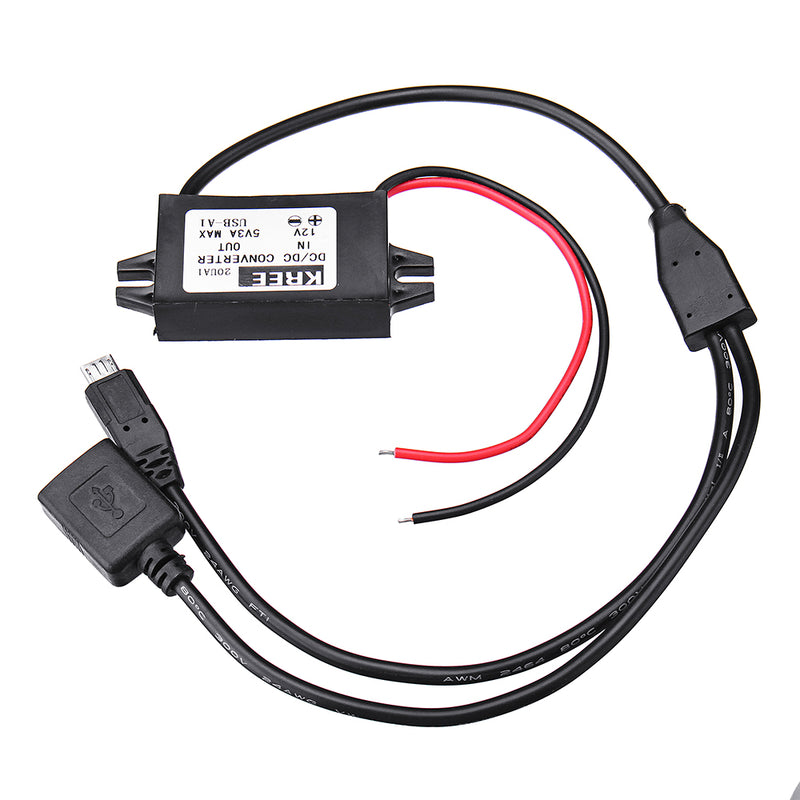 KREE DC 12V to DC 5V 3A USB & Micro Interface Power Supply Converter Step-Down Converter