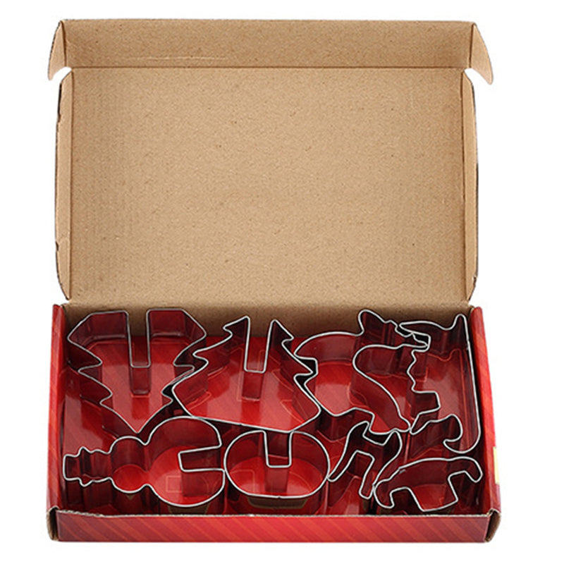 8Pcs Stainless Steel 3D Christmas Cookie Cutters Xmas Cake Mould Cutter Baking Set