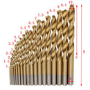 19pcs HSS 1-10mm Titanium Coated Twist Drill Bit Set Straight Shank Twist Drill for Metal Wood Drilling