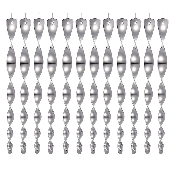 12Pcs Bird Repellent Reflective Scare Blinder Metal Rod Ornamental Spiral Deterrent Control Device