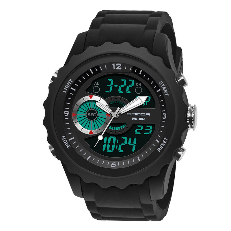 SANDA 769 Dual Digital Digital Watch Men PU Stopwatch Luminous Display Calendar Outdoor Sport Watch