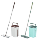 Flat Squeeze Mop And Bucket Hand Free Wringing Floor Cleaning Microfiber Mops