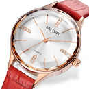 MEGIR 4213 Fashion Women Wristwatch Light Luxury Leather Strap Female Quartz Watch
