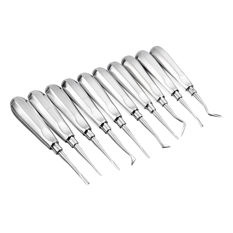 10Pcs Stainless Steel Dental Root Elevator Autoclavable for Dentist Tooth Extraction Dentel Tools kit