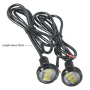 Pair 3W LED Eagle Eye Lamp Car Up Reverse Lamp Daytime Running Light DRL 3 Led