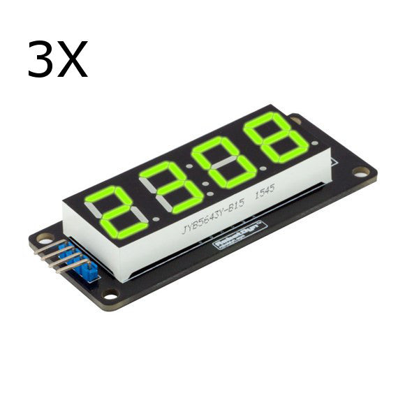 3Pcs RobotDyn Green LED Tube 4-Digit 7-segments Display Module For  DIY