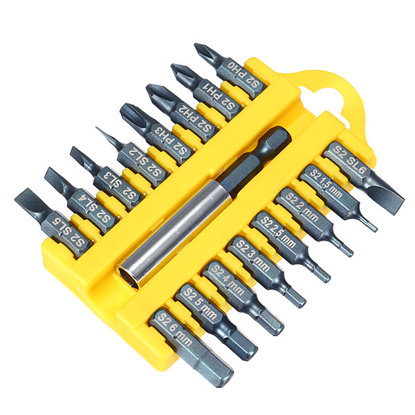 BROPPE 17pcs 1/4 Hex Shank Screwdriver Bits Set Hex Phillips Slotted Screwdriver Bits with Holder