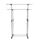 Adjustable Stainless Steel Rolling Rail Movement Cloth Storage Drying Rack Double Bar Hanger Garment