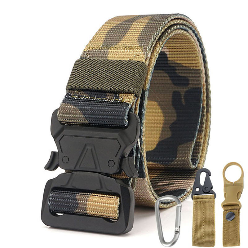 Xmund XD-TB3 125cm Men's 1000D Nylon Belt Metal Buckle Quick Release Tactical Belts With Carabiner Eagle Mouth Buckle Beverage Hanging Belt