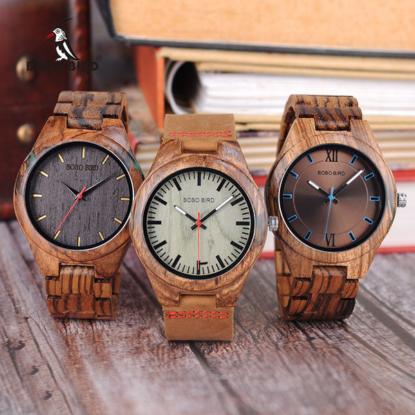 BOBO BIRD Q05 Unique Design Men Wrist Watch Wooden Quartz Creative Watch