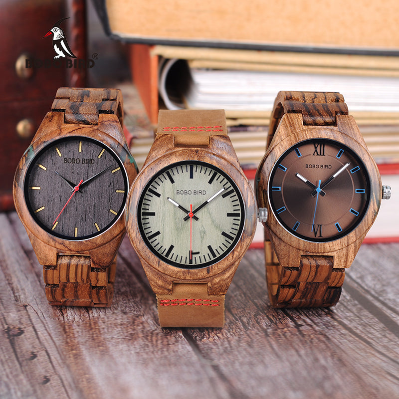 BOBO BIRD Q05 Unique Design Men Wrist Watch Wooden Quartz Creative Watch