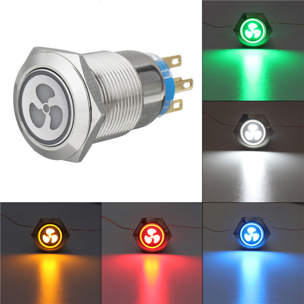 19mm 12V 5 Pin Latching Switch Self Lock Push Button Panel On-off Switch