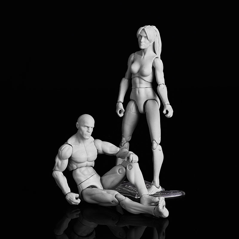 3.75'' PVC Female Male Body Joints Action Figure Gray Flesh Luxury Skin Version