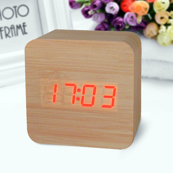 Honana DX-CO300 Electronic Clock Creative Waterproof Time Watch Digital Wooden Alarm Clock