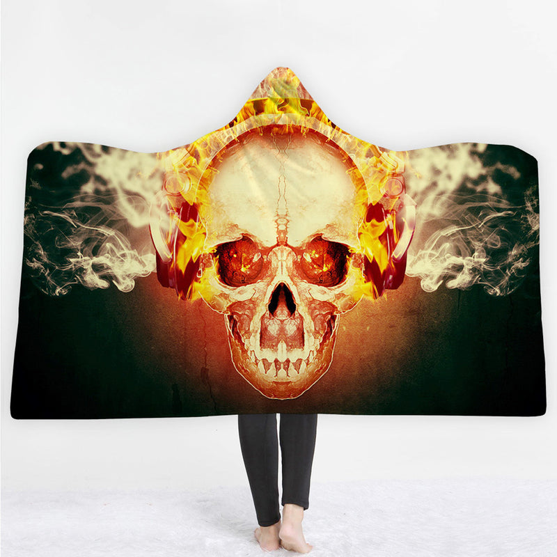 Hooded Blanket Full Polyester Flannelette The Skeleton Warmly Elegant Wearable Blankets