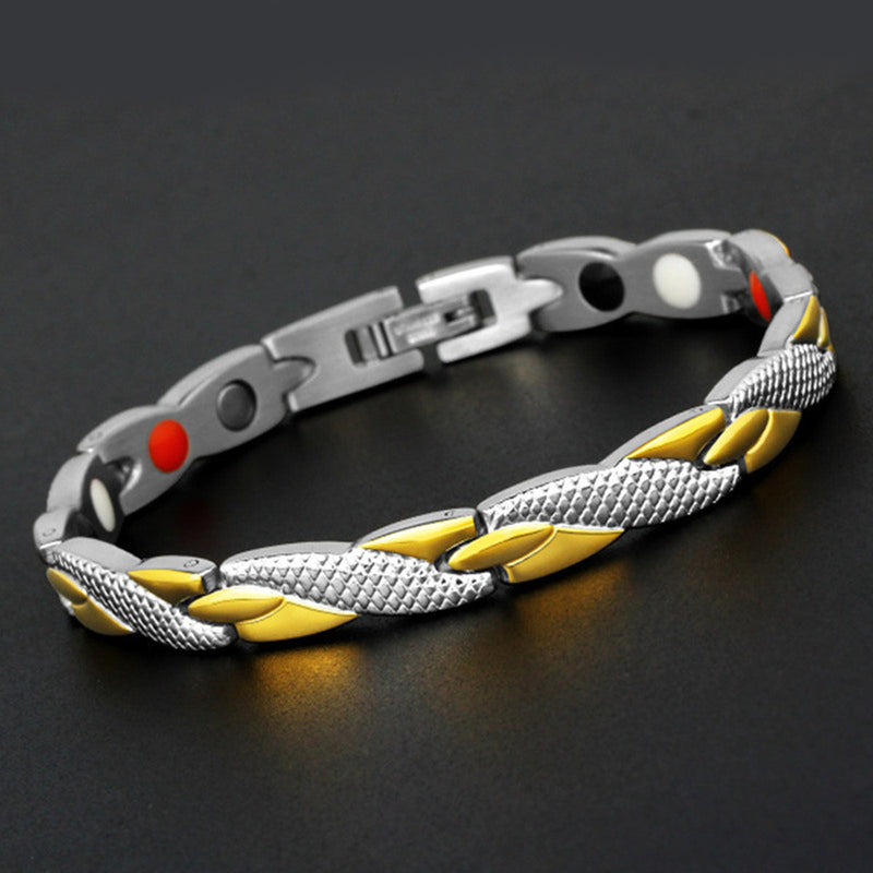Fashion Magnetic Therapy Single Row Bracelet For Men Stainless Steel Silver Gold Chain Bracelet