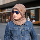 Men Women Outdoor Sports Bike Hat Winter Warm Knitted Baggy Beanie Cap Scarf Set