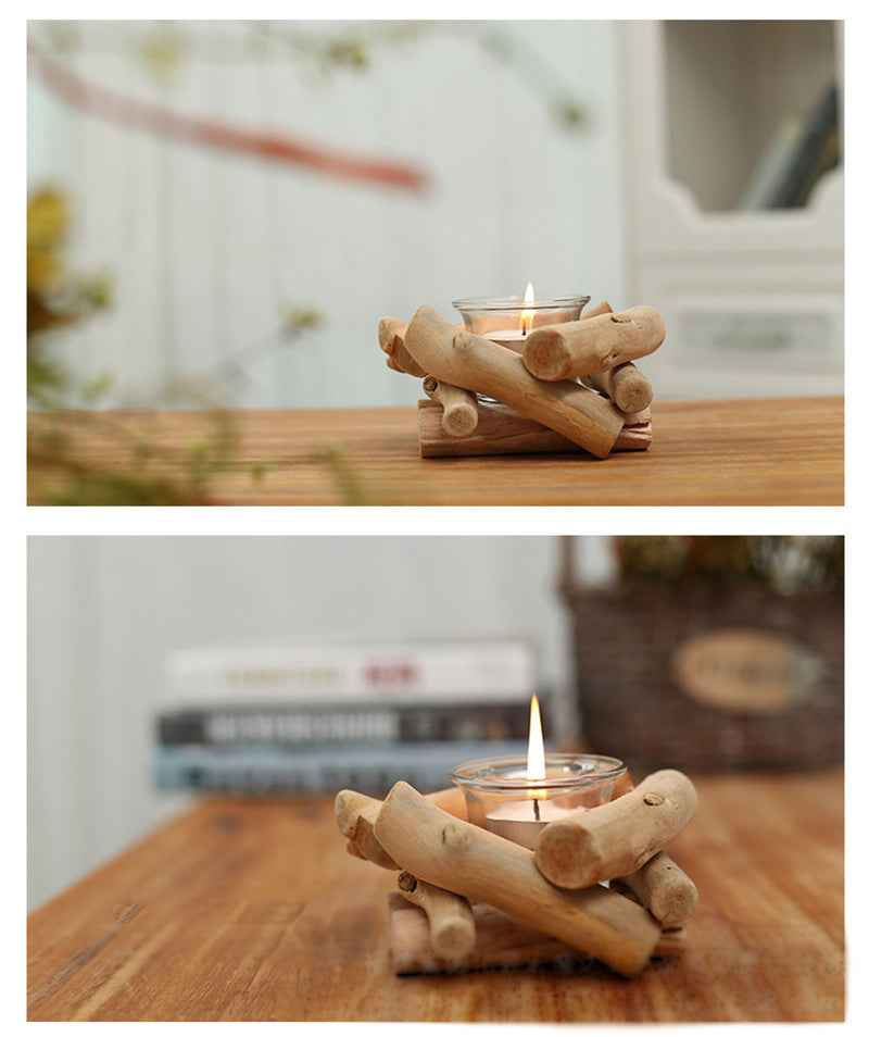 Wooden Candle Holder Home Room Decorations Ornament