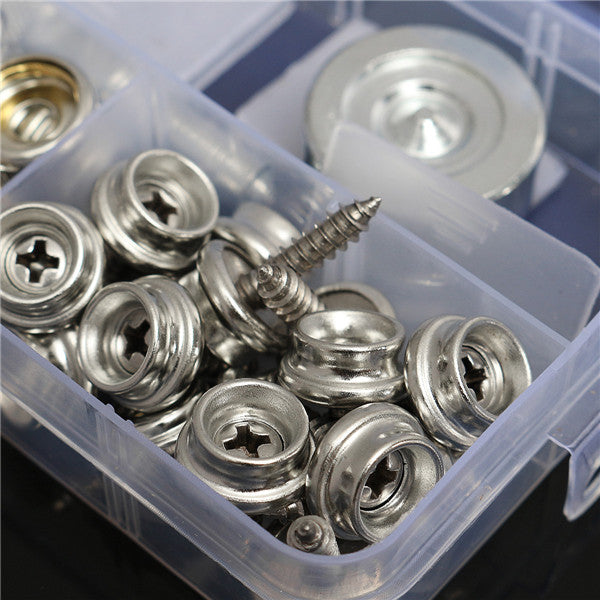 47pcs 15mm Metal Canvas Buckle Quick Snap Fastener Buttons Screws Kits
