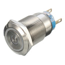 5 Pin 19mm LED Silver Steel Push Button Latching Power Switch Waterproof 12V