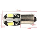2pcs 12V Ba9s 2W 100LM 6000K T4W White 6 SMD LED Dashboard License Wide Light Lamp Motorcycle Car